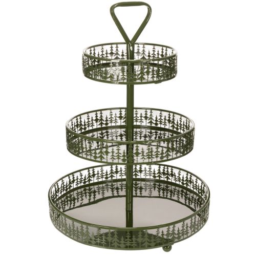 Metall-Etagere Grün drei Etagen Tannendekor rund 49cm kaufen | Floristik24.de