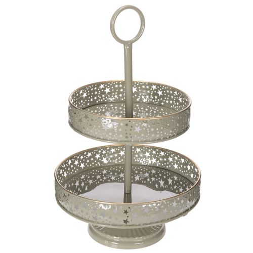 Deko-Etagere mit Griff Sternmotiv zweistöckig 49cm