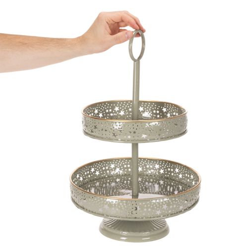 Deko-Etagere mit Griff Sternmotiv zweistöckig 49cm | Floristik24.de
