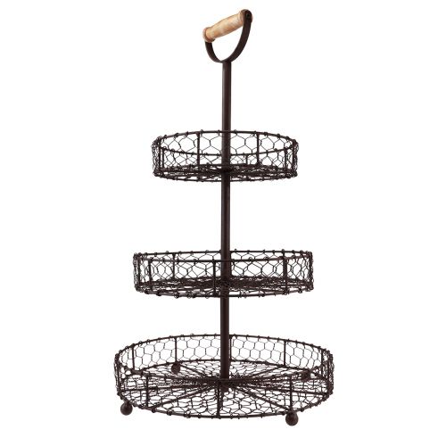 Floristik24 Vintage Etagere Metall Braun 3-stöckig Ø28,5cm H53cm