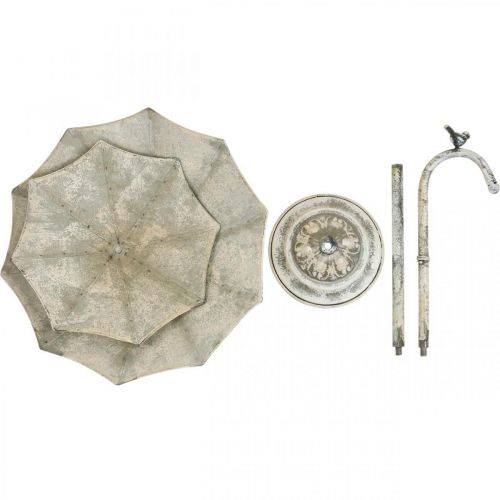 Floristik24 Etagere Metall Vintage Look Shabby Grau Schirm mit Vogel H60cm