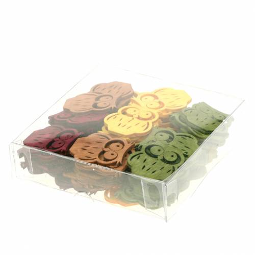 Floristik24 Streudeko Eulen Holz bunt sortiert 4cm 72 St