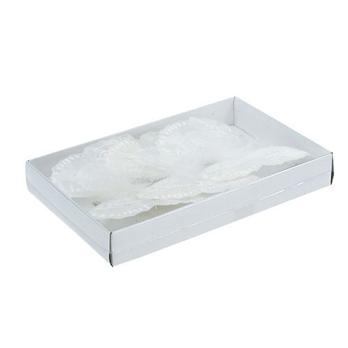 Floristik24 Federschmetterling 11,5cm mit Clip Weiß 3St