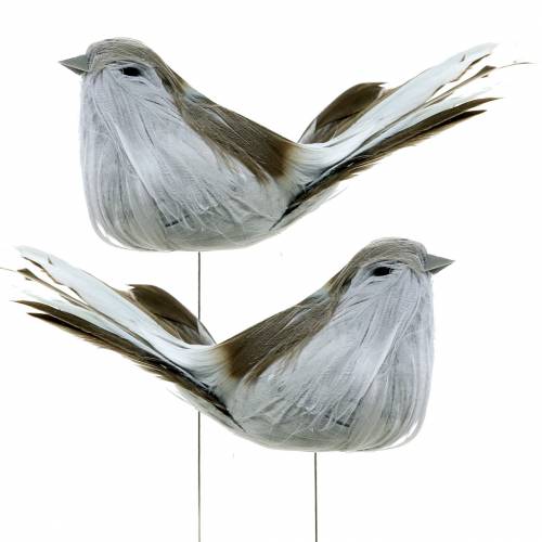 Federvogel am Draht Grau 12cm 4St | Floristik24.de