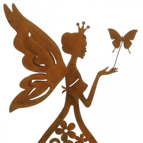 Floristik24 Schmetterlingselfe, Tischdeko Frühling, Teelichthalter, Metalldeko Edelrost H32,5cm Ø5cm