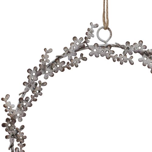 Artikel Fensterdeko Türkranz Shabby Chic Blumenkranz Metall Weiß Ø16,5cm