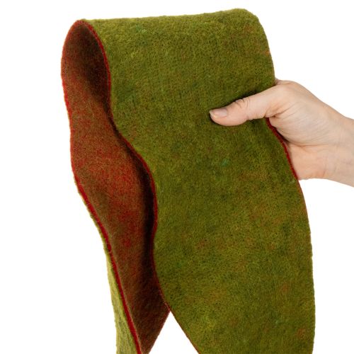 Filzband aus Wollfilz als zweifarbiges Topfband für Floristik Grün/Rot 15cmx5m | Floristik24.de