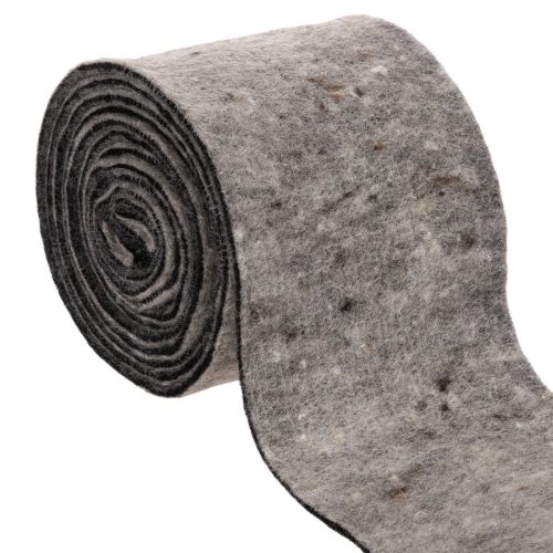Topfband aus Wollfilz zweifarbig Grau/Schwarz 15cmx5m
