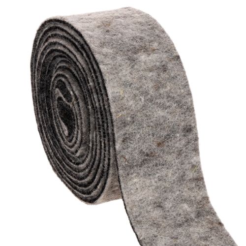 Filzband Topfband 100% Wolle Grau/Schwarz 7,5cm 5m