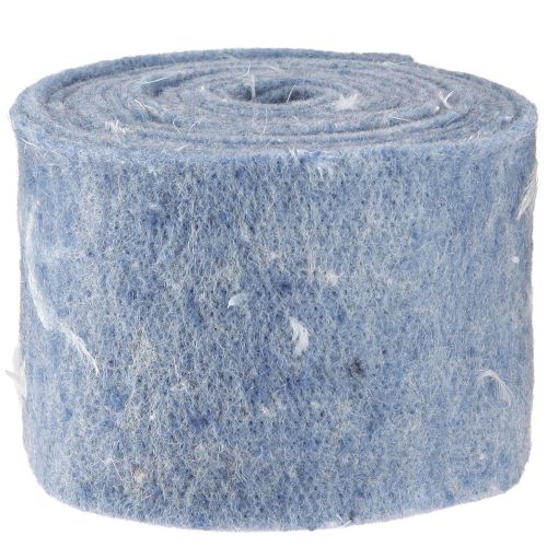 Floristik24 Filzband Wollband Dekostoff Blau Federn Wollfilz 15cm 5m