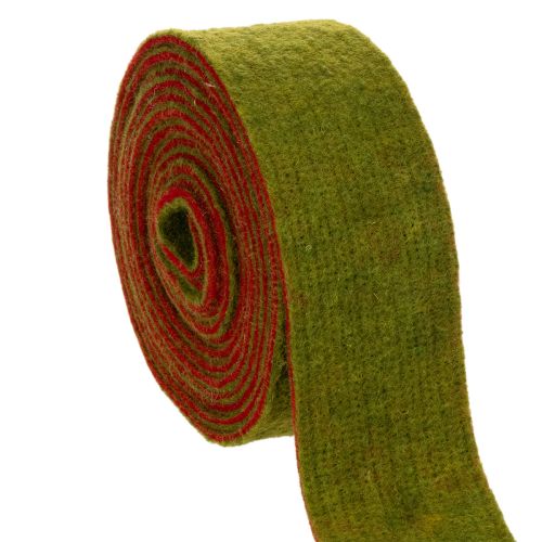 Filzband zweifarbiges Topfband 100% Wolle Rot/Grün 7,5cm 5m