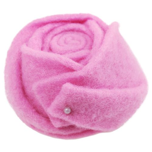 Floristik24 Filz-Rose Rosa Ø8cm H4,5cm 6St