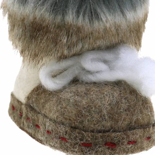 Floristik24 Christbaumschmuck Filzschuh-Paar mit Fell 10cm x 8cm 2St