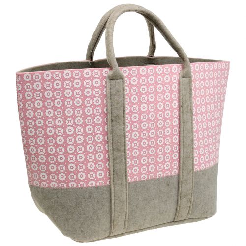 Floristik24 Filztasche Rosa-Grau mit Muster 55cm x 36cm x 18cm