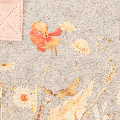 Floristik24 Filztasche mit Blumenmotiv – Nachhaltige Geschenk- & Einkaufstasche in Grau & Rosa 26cm 2St