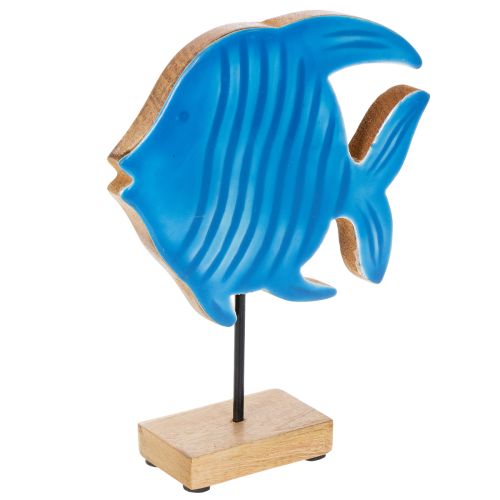 Holzfisch Figur Maritime Dekoration Handgefertigte Tischdeko für Wohnzimmer 22cm
