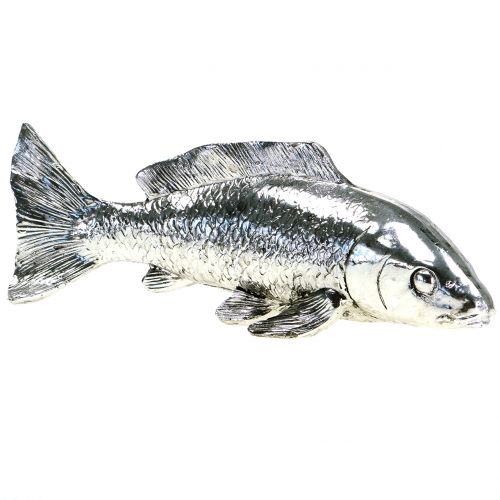 Dekoobjekt Fisch Metall /Mangoholz Silber Braun 22x20x5 cm Maritim Ozean NEU NEU 