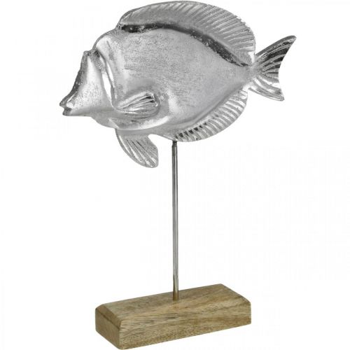 Deko-Fisch, Maritime Deko, Fisch aus Metall Silbern, Naturfarben H28,5cm