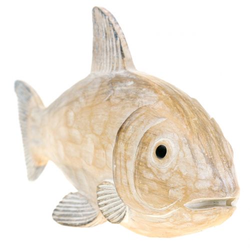 Floristik24 Deko Fisch in Holzoptik Natur L19cm