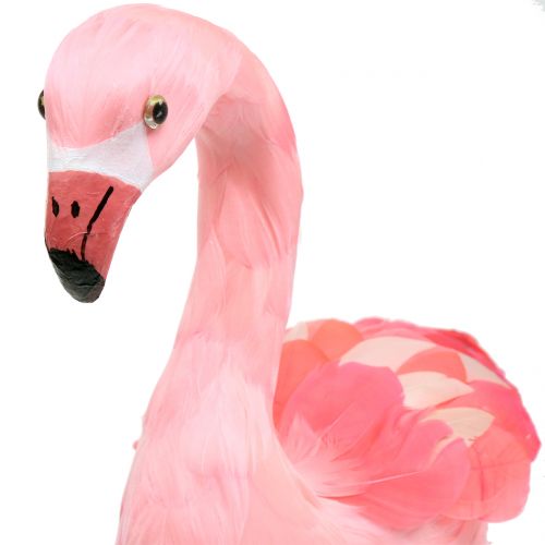Floristik24 Deko Flamingo mit Federn Rosa H45cm