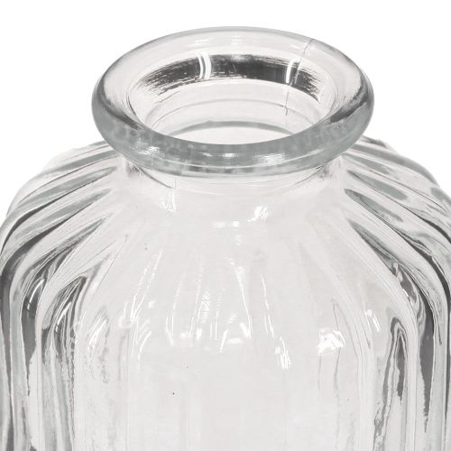 Floristik24 Flaschenvase Glas Minivasen mit Retro Dekor H9cm 4St