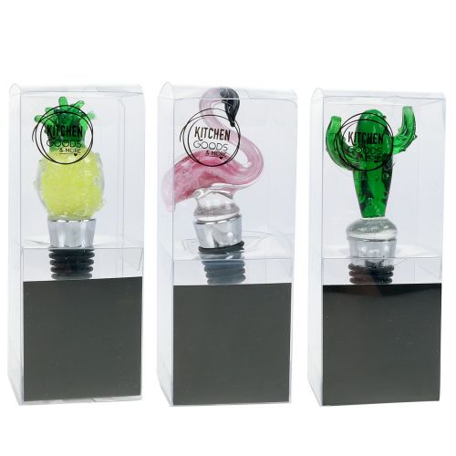 Artikel Flaschenverschluss mit Figuren aus Glas 11-12cm 3St