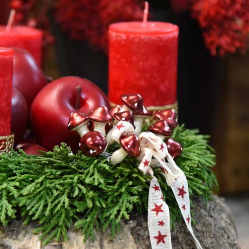 Floristik24 Fliegenpilze am Draht Rot, Weiß Metallic 2cm 48 St