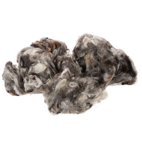 Schafwolle Deko Naturwolle Grau meliert lose 250g