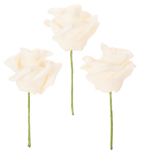Künstliche Rose cremefarbig 10 cm Blüte auf Stiel 100St