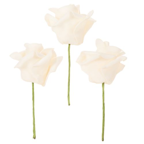 Künstliche Rose cremefarbig 10 cm Blüte auf Stiel 100St | Floristik24.de