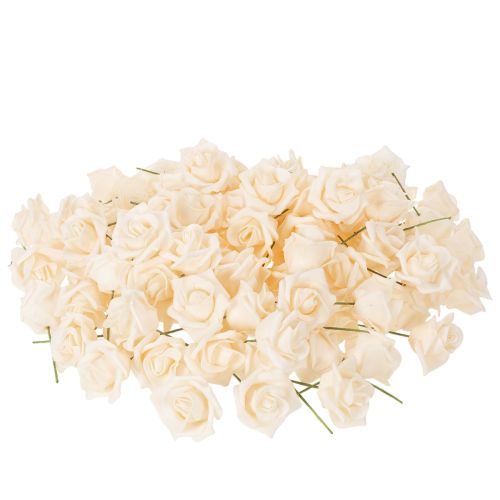 Künstliche Rose cremefarbig 10 cm Blüte auf Stiel 100St | Floristik24.de