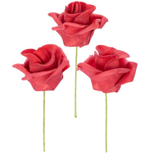 Kunstblume Rose rot mit Stiel 5cm 100St kaufen | Floristik24.de