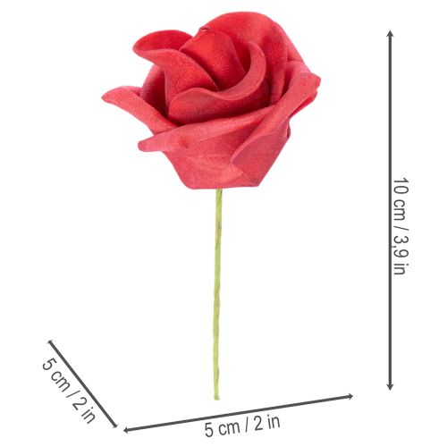 Kunstblume Rose rot mit Stiel 5cm 100St | Floristik24.de