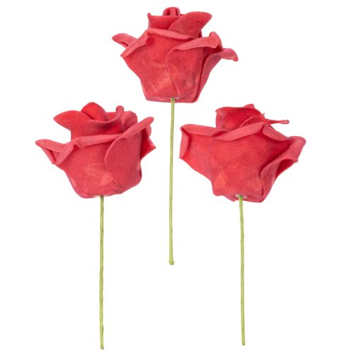 Kunstblume Rose rot mit Stiel 5cm 100St | Floristik24.de