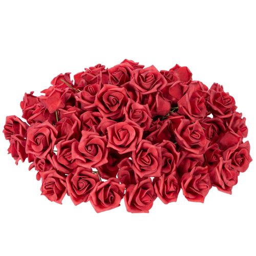 Kunstblume Rose rot mit Stiel 5cm 100St | Floristik24.de