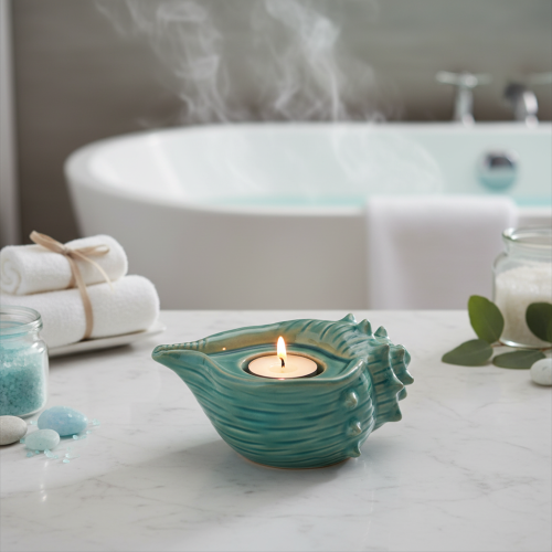 Artikel Teelichthalter Meeresschnecke Dekorative Tischkerze Badezimmer Wohnzimmer 16cm