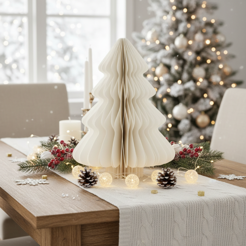Artikel Hängedeko Weihnachtsbaum Papier Weiß Silber 20cm 5er Set