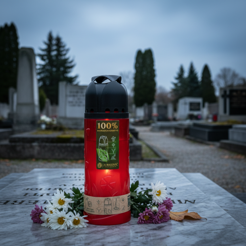 Artikel Grabkerze Rot Pflanzenöl ICP Kerze zum Gedenken H24cm