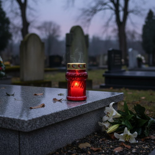 Artikel Grabkerze für herbstliche Grabgestaltung zu Allerheiligen und Totensonntag 13cm 8St