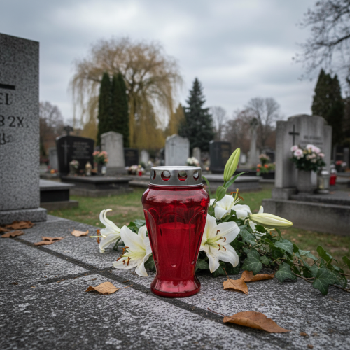 Artikel Grabkerzen Rot Tropfen Trauerlichter Ø9cm H17cm 4 St