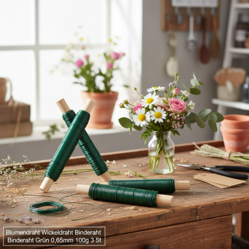 Artikel Blumendraht Wickeldraht Bindedraht Grün 0,65mm 100g 3 St