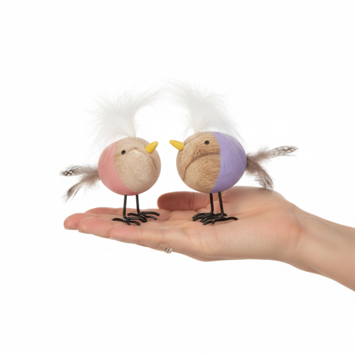 Artikel Deko Vogel Holz mit Federn und buntem Körper für Tischdekoration 10cm 6St