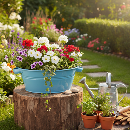 Artikel Schale Rund Griff Dekoschale Blumenschale Blau Ø33,5cm