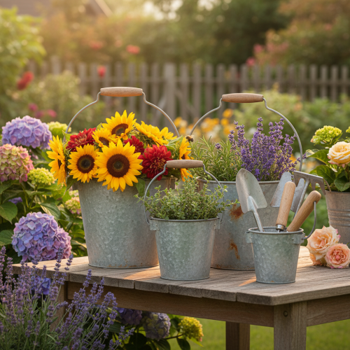 Artikel Deko Eimer Metall Rost Vintage Ø15/17,5/22cm 3er-Set