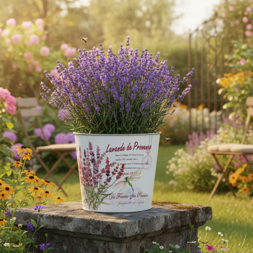 Artikel Übertopf Metall Blumentopf Lavendel Ø24cm H21cm