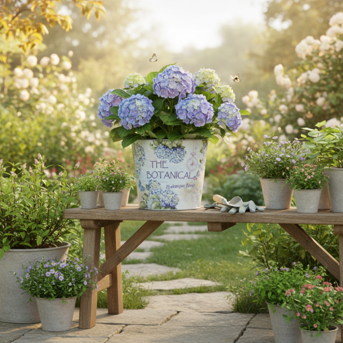 Artikel Übertopf Blumentopf Metall klein Hortensie Ø17,5cm H16cm