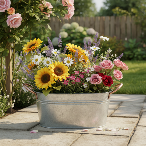 Artikel Blumenschale mit Griffen Dekoschale Metall 17,5×12×9cm