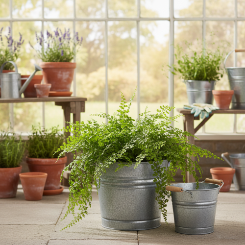 Artikel Übertopf Pflanzgefäß Vintage Deko Metalleimer Ø22cm H20cm