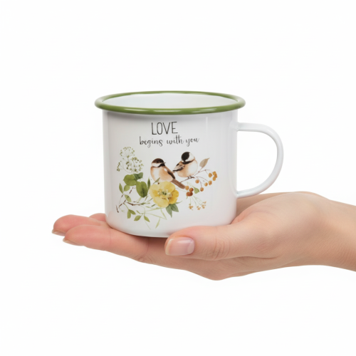 Pflanztasse Emaille Tasse zum Bepflanzen Spruch Ø11cm | Floristik24.de