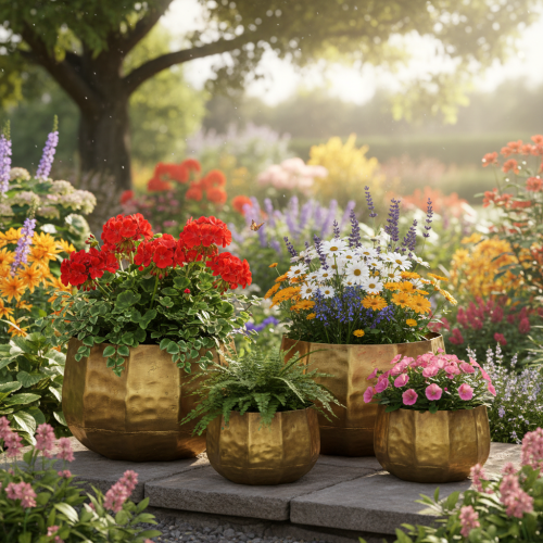 Metall Deko Blumentopf Messing Ø22/18/14cm 3er-Set | Floristik24.de